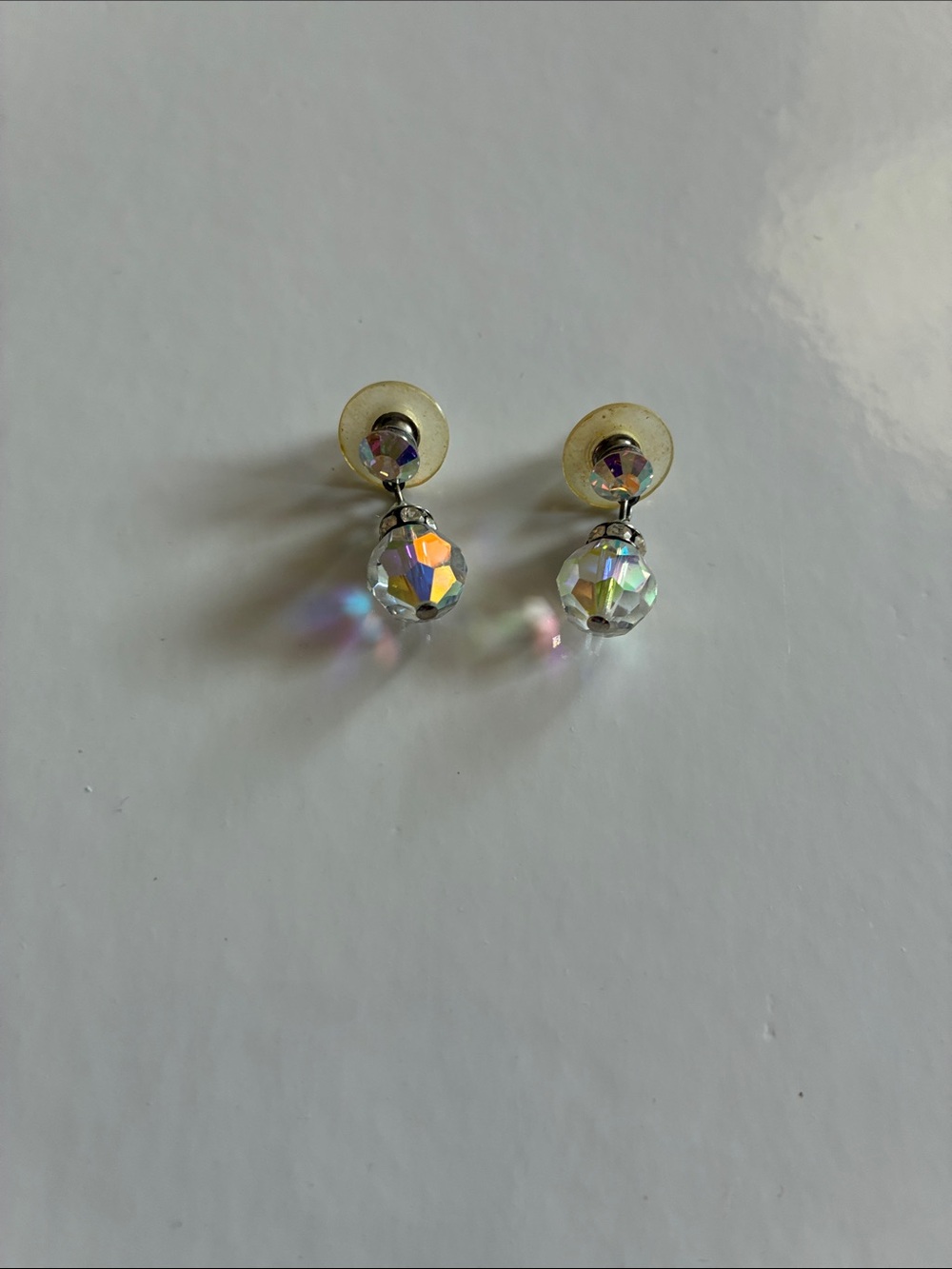 Vintage 1950-60’s Crystal Aurora Drop Earrings - Iridescent